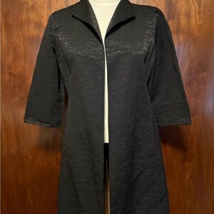 Eileen Fisher Black Striped Textured Open Jacket